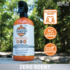 Applying Ranger Ready Permethrin to clothes during a hike