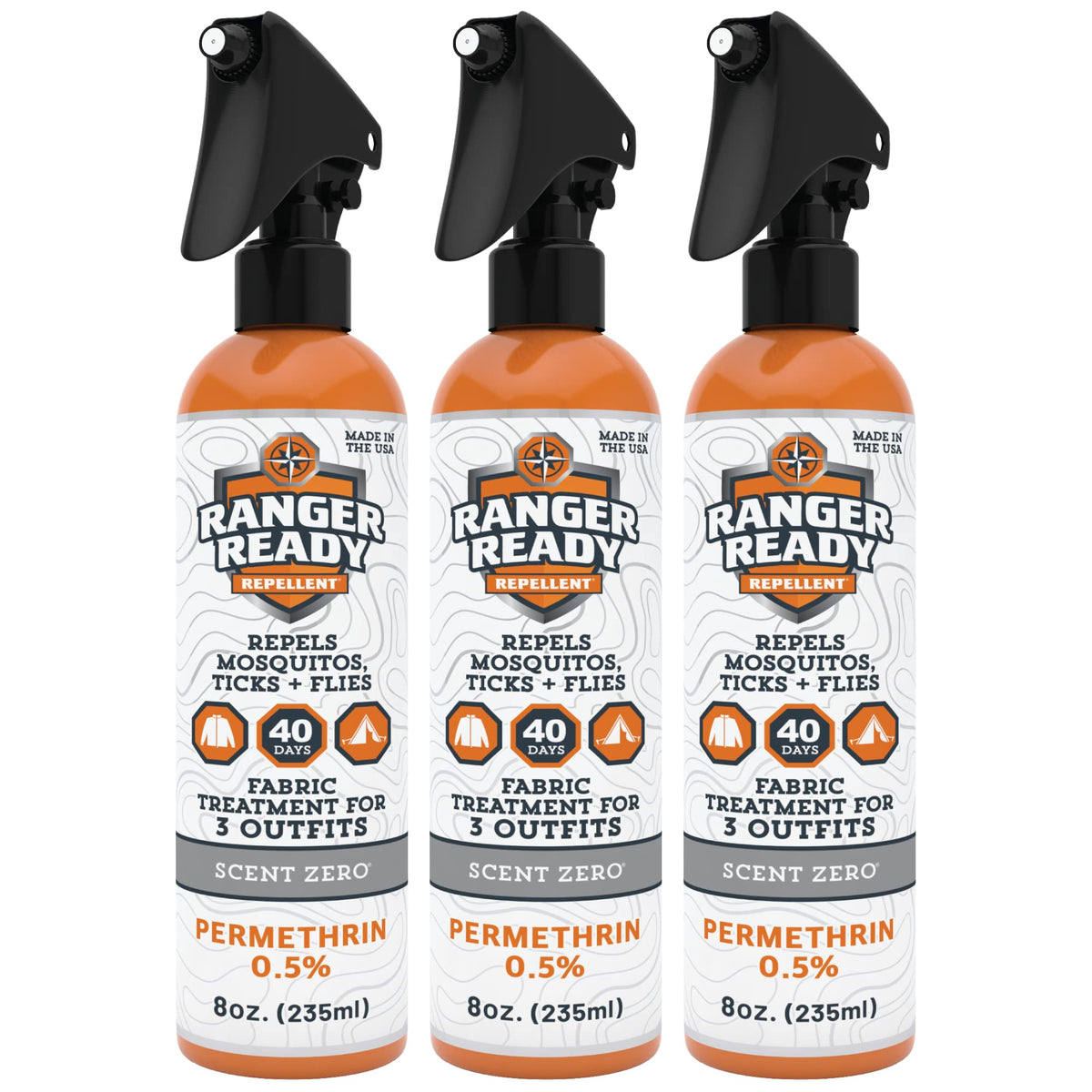 Ranger Ready Permethrin Spray unscented bottle for fabrics and gear