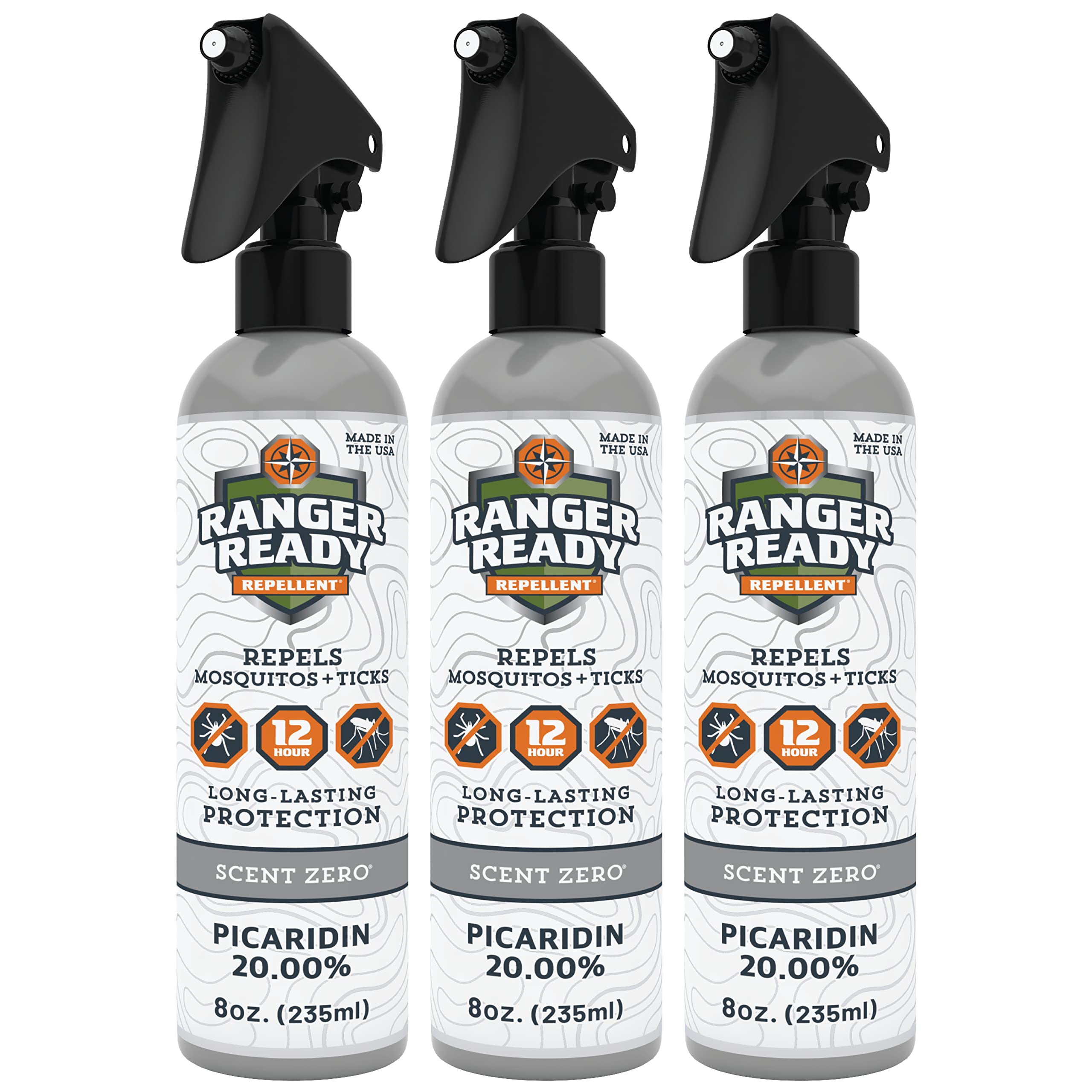 Ranger Ready Picaridin Scent Zero 8oz bottle close-up showing unscented protection.