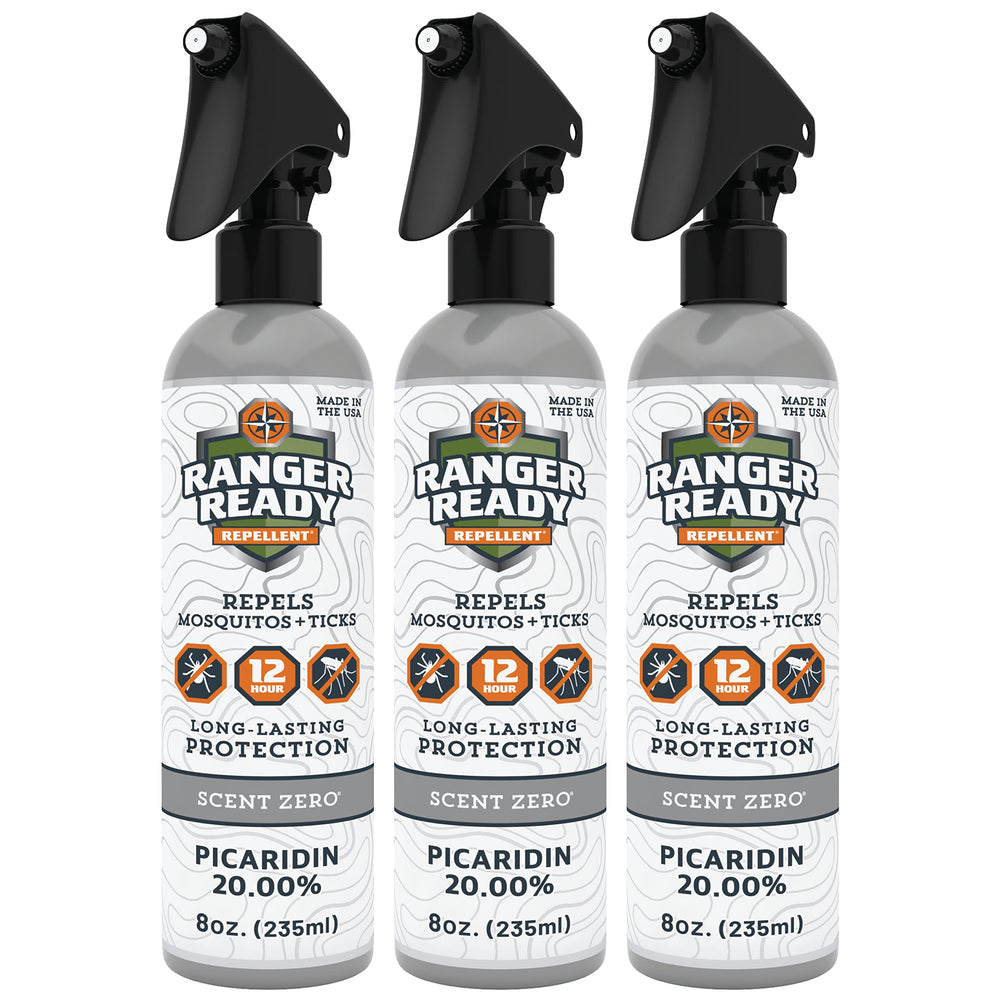 Ranger Ready Picaridin Scent Zero 8oz bottle close-up showing unscented protection.