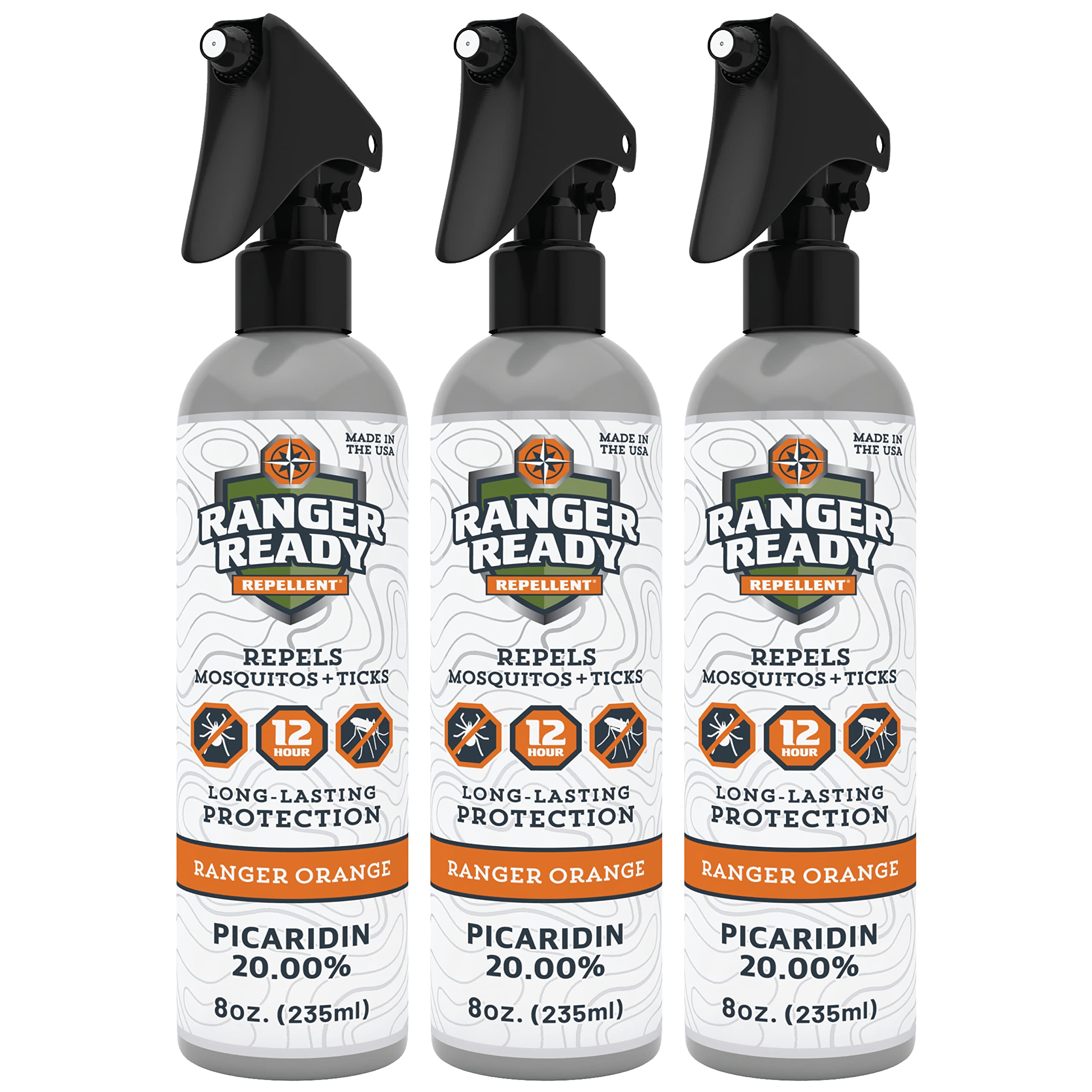 Ranger Ready Repellents orange-scent bottle with 20% Picaridin for full-body protection.