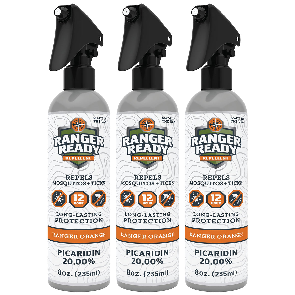 Ranger Ready Repellents orange-scent bottle with 20% Picaridin for full-body protection.