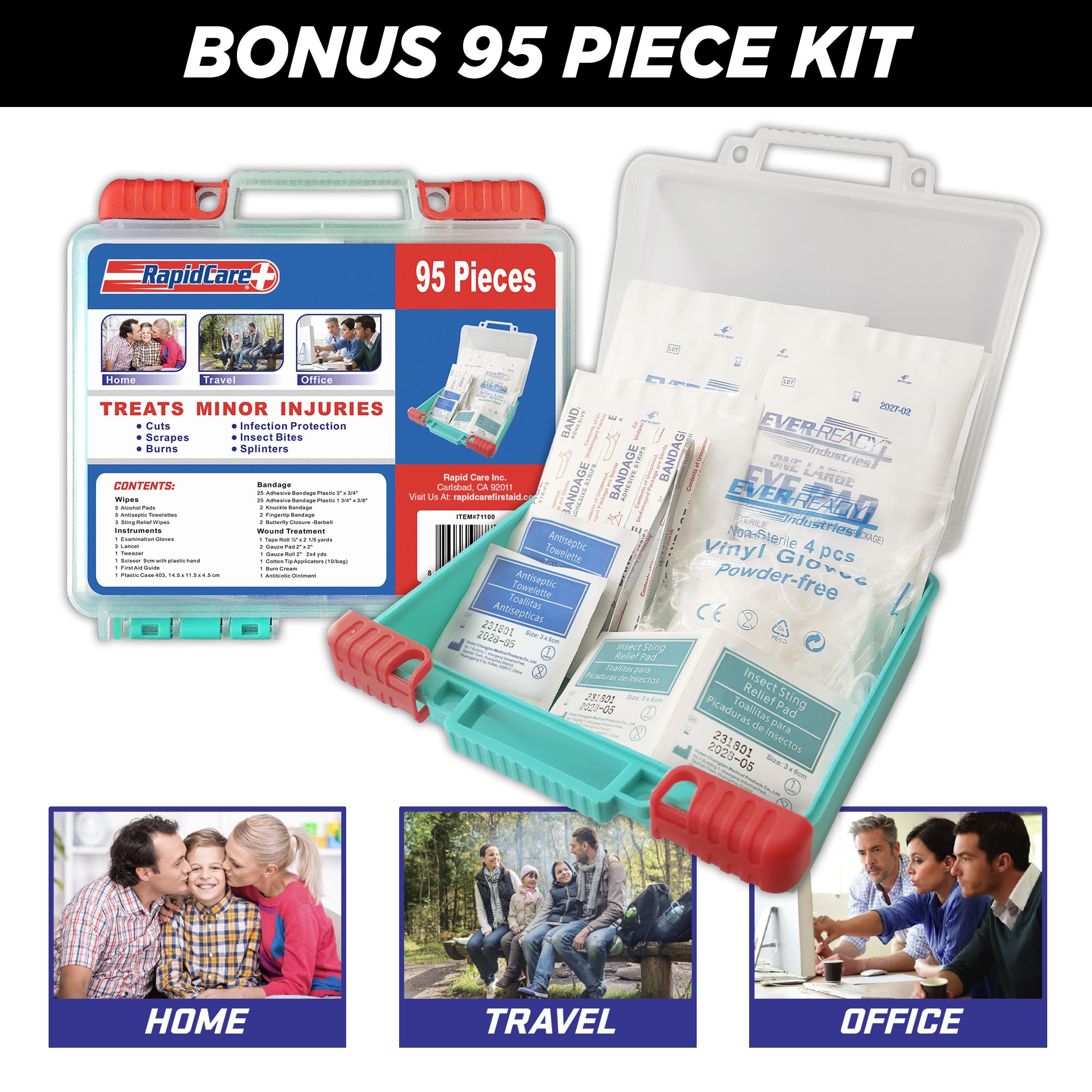 Rapid Care First Aid Kit suitable for home, office, and outdoor adventures.