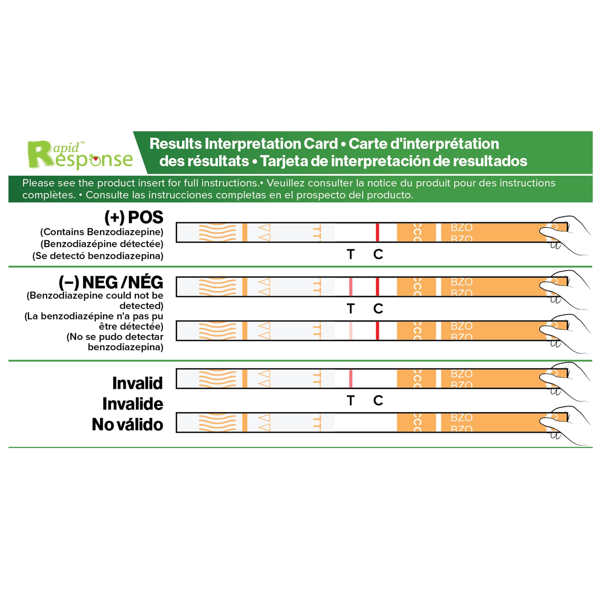 Rapid Response Benzodiazepines test strip easy-to-use design supports on-site testing.