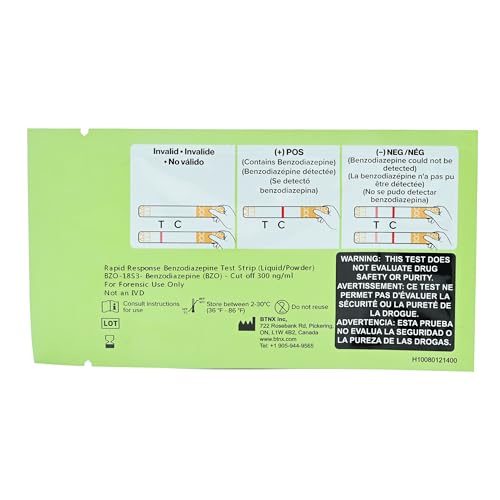 Rapid Response Benzodiazepines test strip result visual readout for quick interpretation.