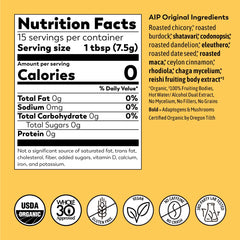 Rasa Koffee Original AIP Ashwagandha-free label signals a compliant wellness option.