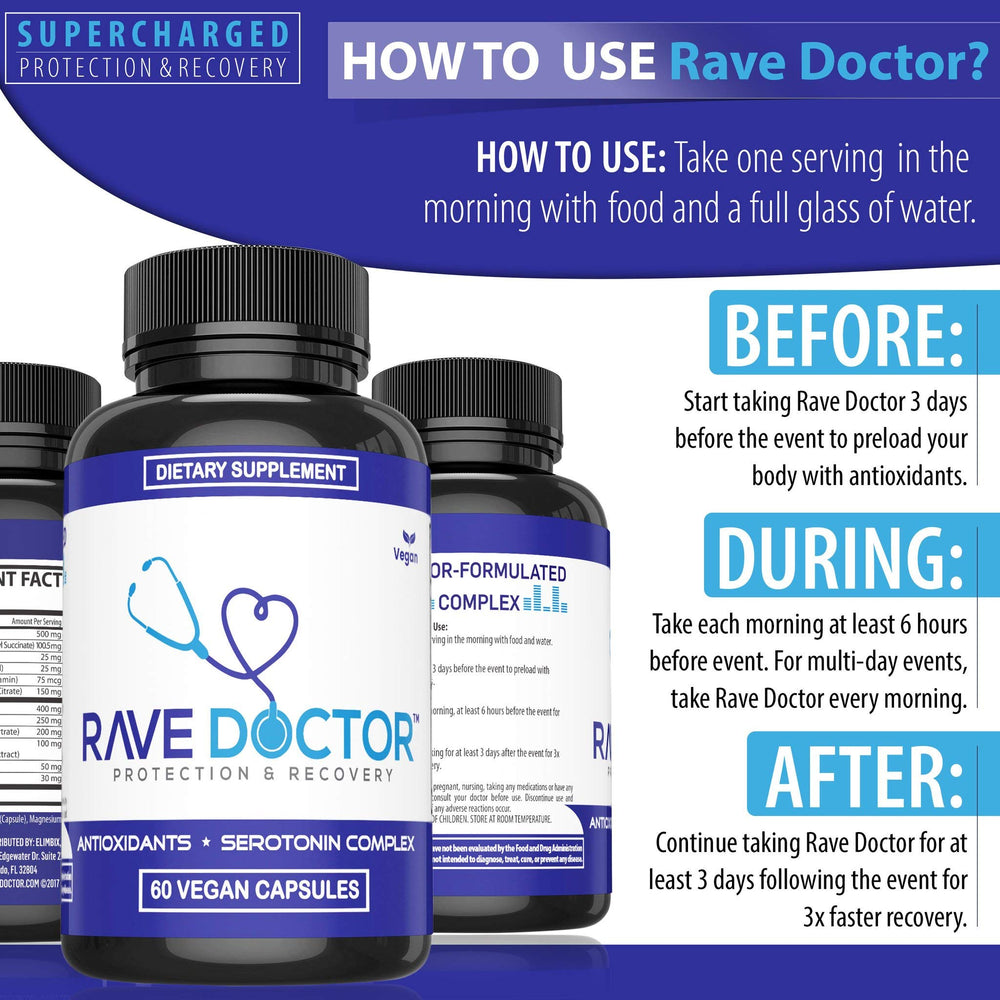 Rave Doctor vegan capsules ready for travel and festival use