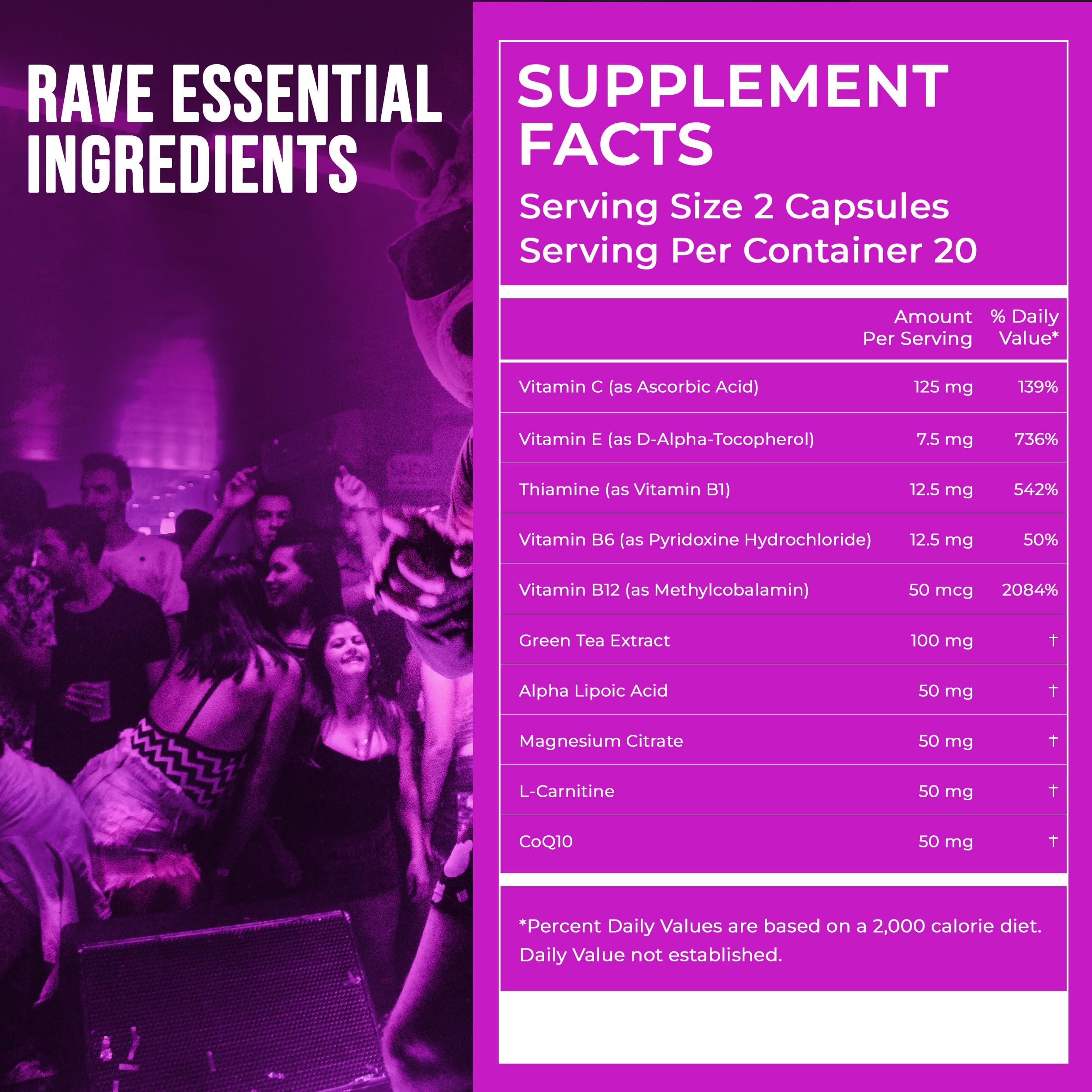 Close-up of ingredient label on Rave Repeat bottle.