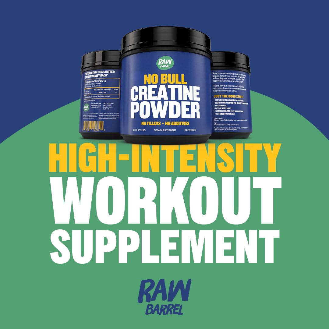 Raw Barrel No Bull Creatine scoop for quick, accurate servings