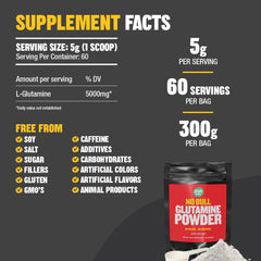 Raw Barrel No Bull L-Glutamine bottle on shelf signals quality.