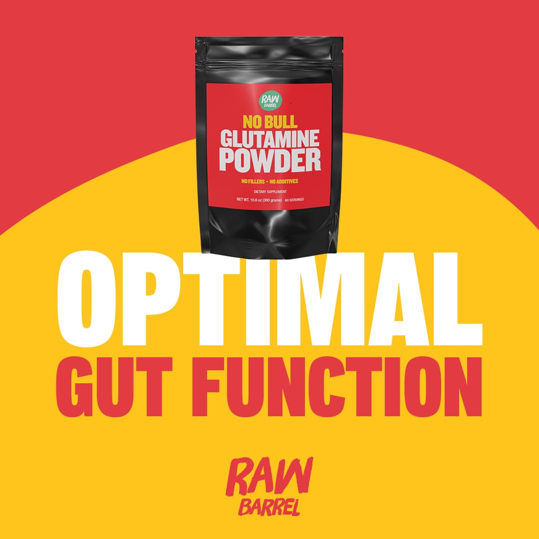 Raw Barrel No Bull L-Glutamine scoop for precise pre- or post-workout use.