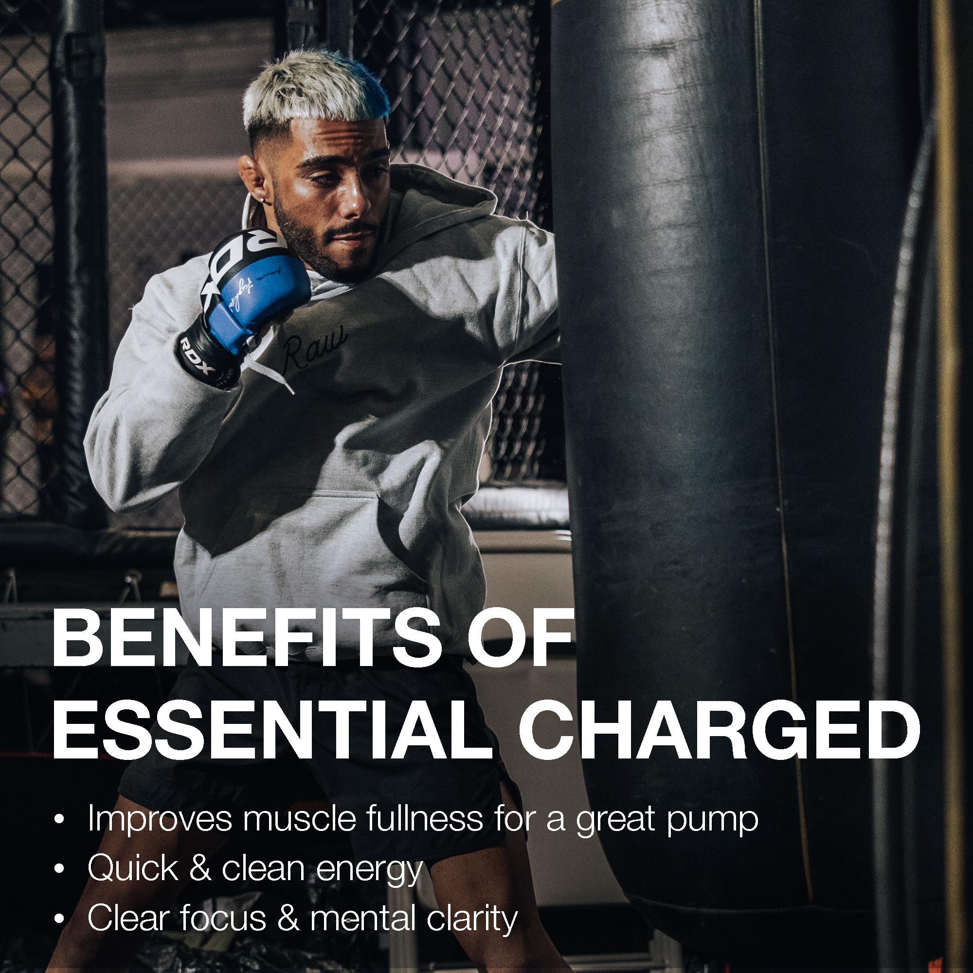 RAW Essential Charged scoop emphasizes a measured serving for daily use.