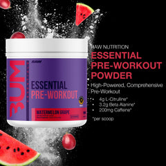 RAW Essential Pre-Workout scoop inside the tub ready for a quick workout boost