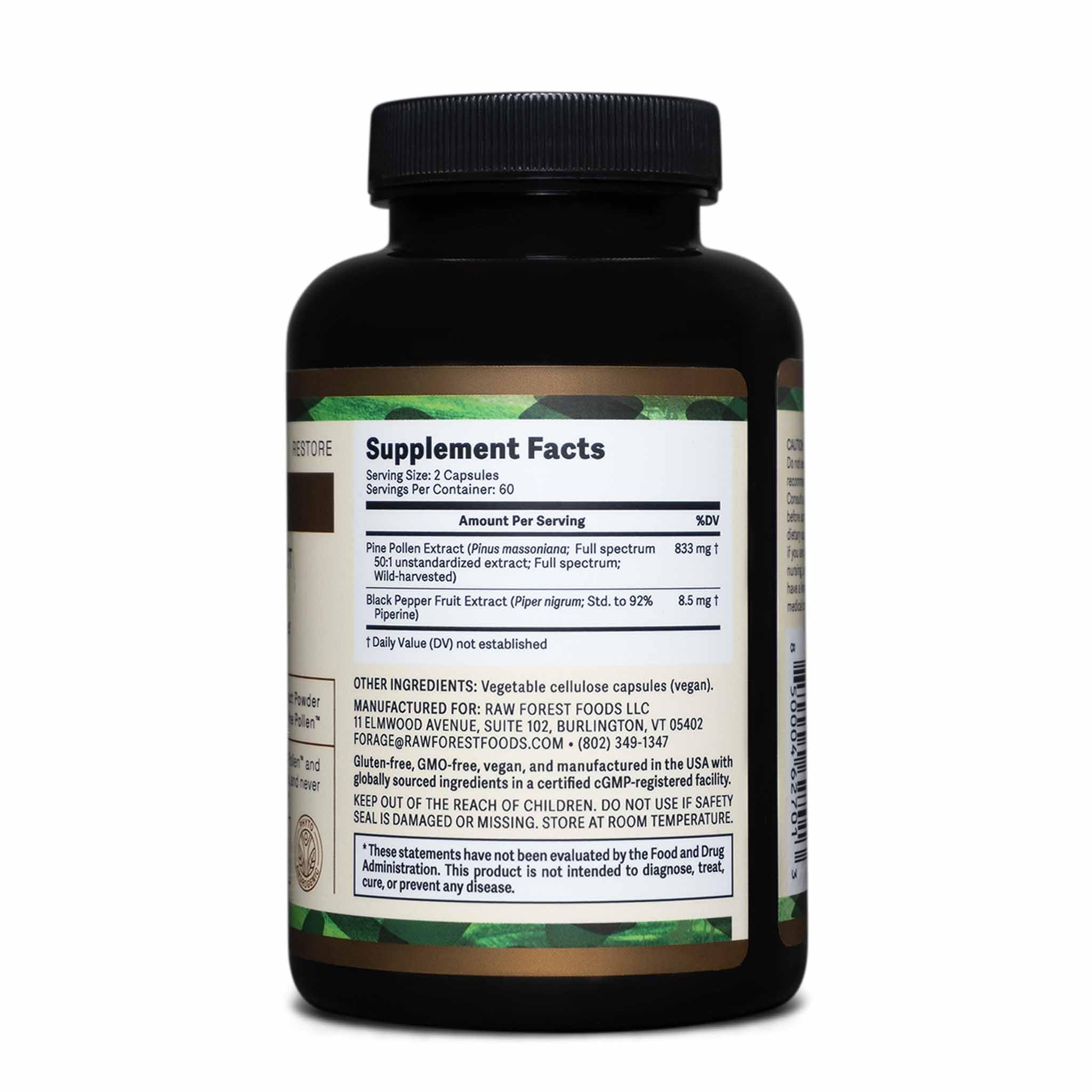 RAW Forest Foods Forest Prana energy-focused pine pollen in daily-use form.