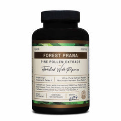 RAW Forest Foods Forest Prana Pine Pollen capsules bottle for daily vitality.