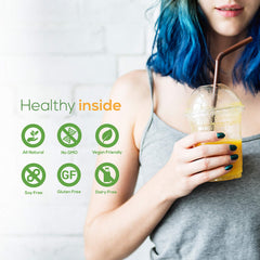 Raw Fountain Tasty Greens powder highlighting vibrant greens for nutrient-dense drinks.
