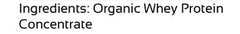 Raw Organic Whey cold-processed badge underscores preserved nutrients and antioxidants