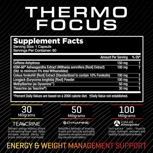 Raw Synergies Thermo Focus capsules close-up shows long-lasting energy and mental clarity