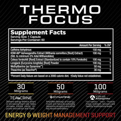 Raw Synergies Thermo Focus capsules close-up shows long-lasting energy and mental clarity
