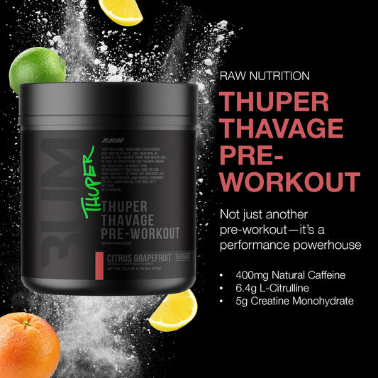 RAW Thuper Thavage powder scoop highlights portion accuracy for consistent training boosts.