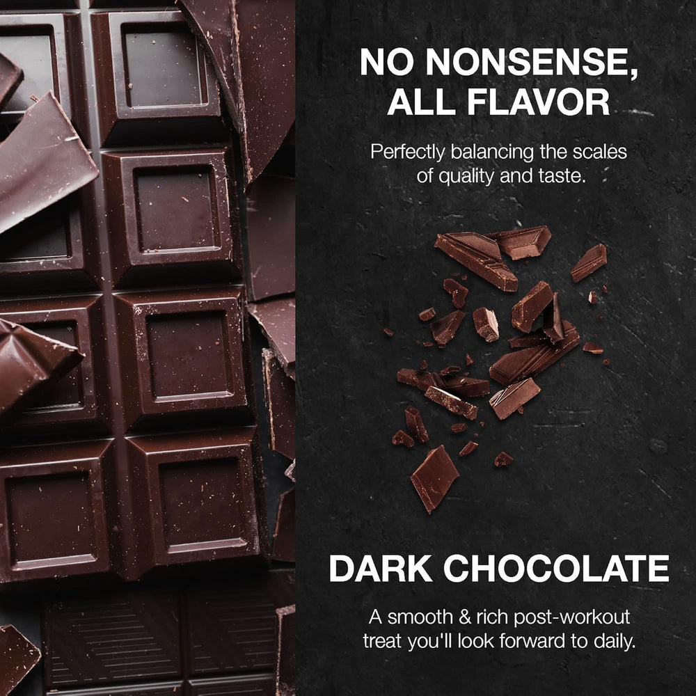 Nutrition label on RAW Whey Isolate Dark Chocolate tub highlights protein