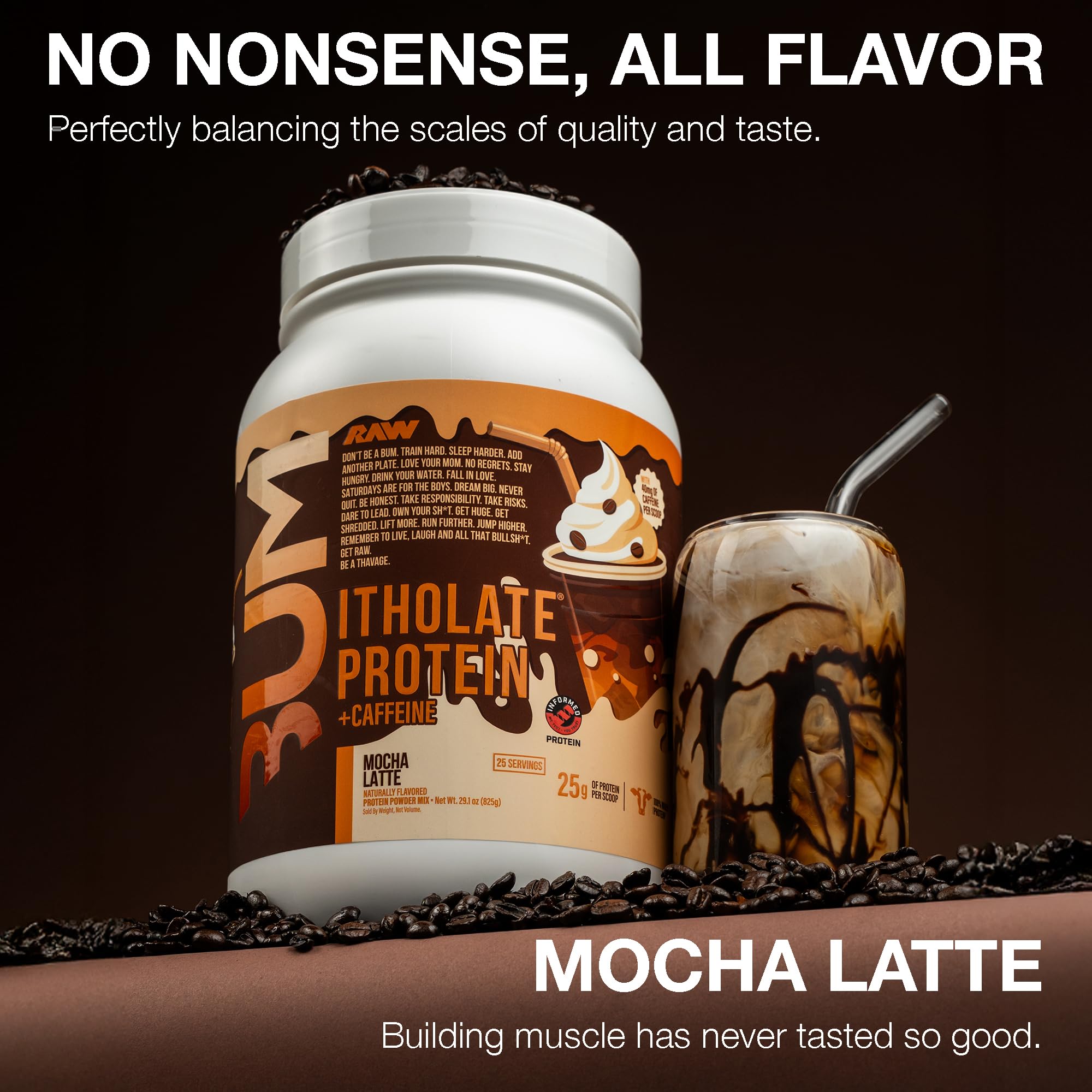 Itholate scoop reveals 25 g protein per serving for lean gains.