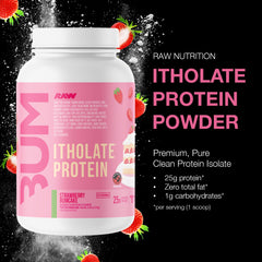 RAW Whey Isolate Strawberry BumCake scoop for convenient protein boost