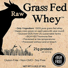 Raw Grass Fed Whey Protein shake with glass illustrates quick post-workout protein boost.