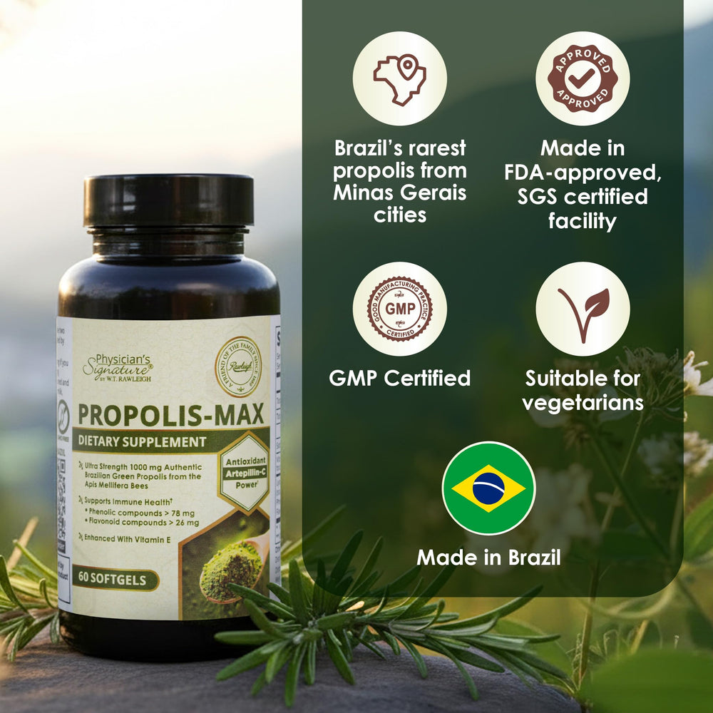 Rawleigh Propolis Max artepillin-C content highlights bioactive compounds.