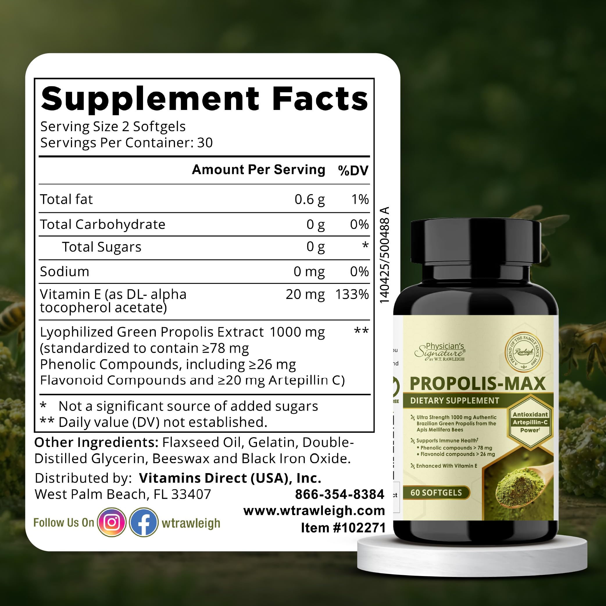 Rawleigh Propolis Max flavonoid content supports antioxidant balance.