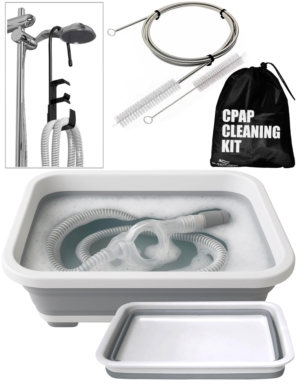 RawRock CPAP cleaning kit brush closeup with soft bristles for gentle cleaning