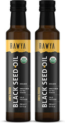 RAWYA black seed oil bottle showcases premium cold-pressed extract for daily wellness rituals.
