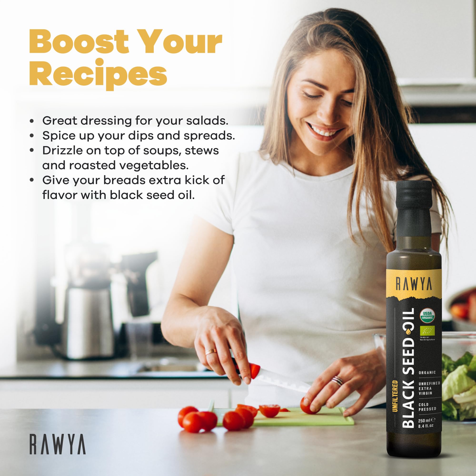 RAWYA rich flavor and aroma oil ideal for dressings and smoothies.