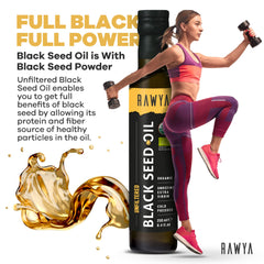 RAWYA unfiltered organic oil highlighting purity without additives for natural wellness.