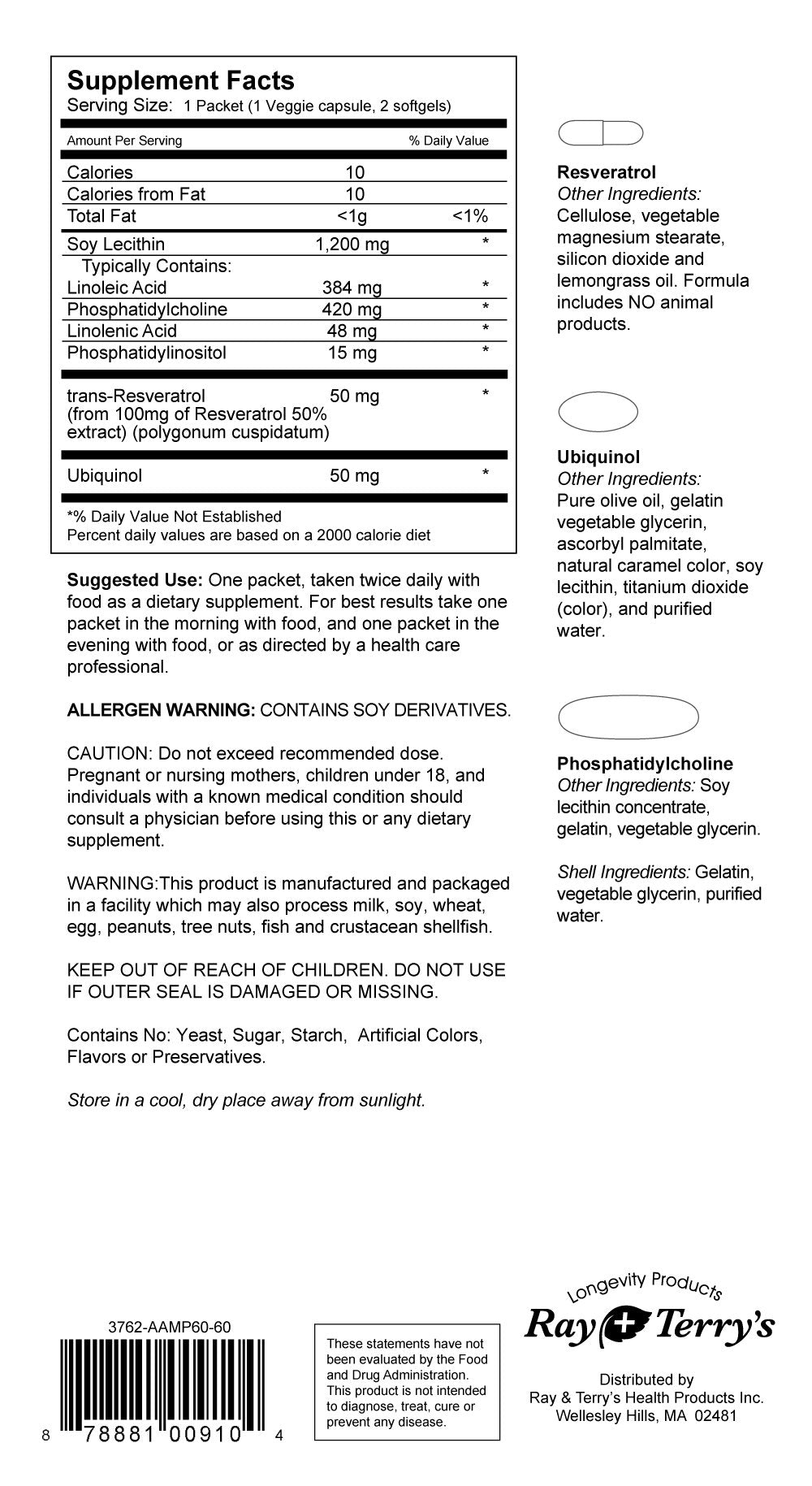 Ray and Terry's Transcend packets contents display three supplement doses for daily synergy