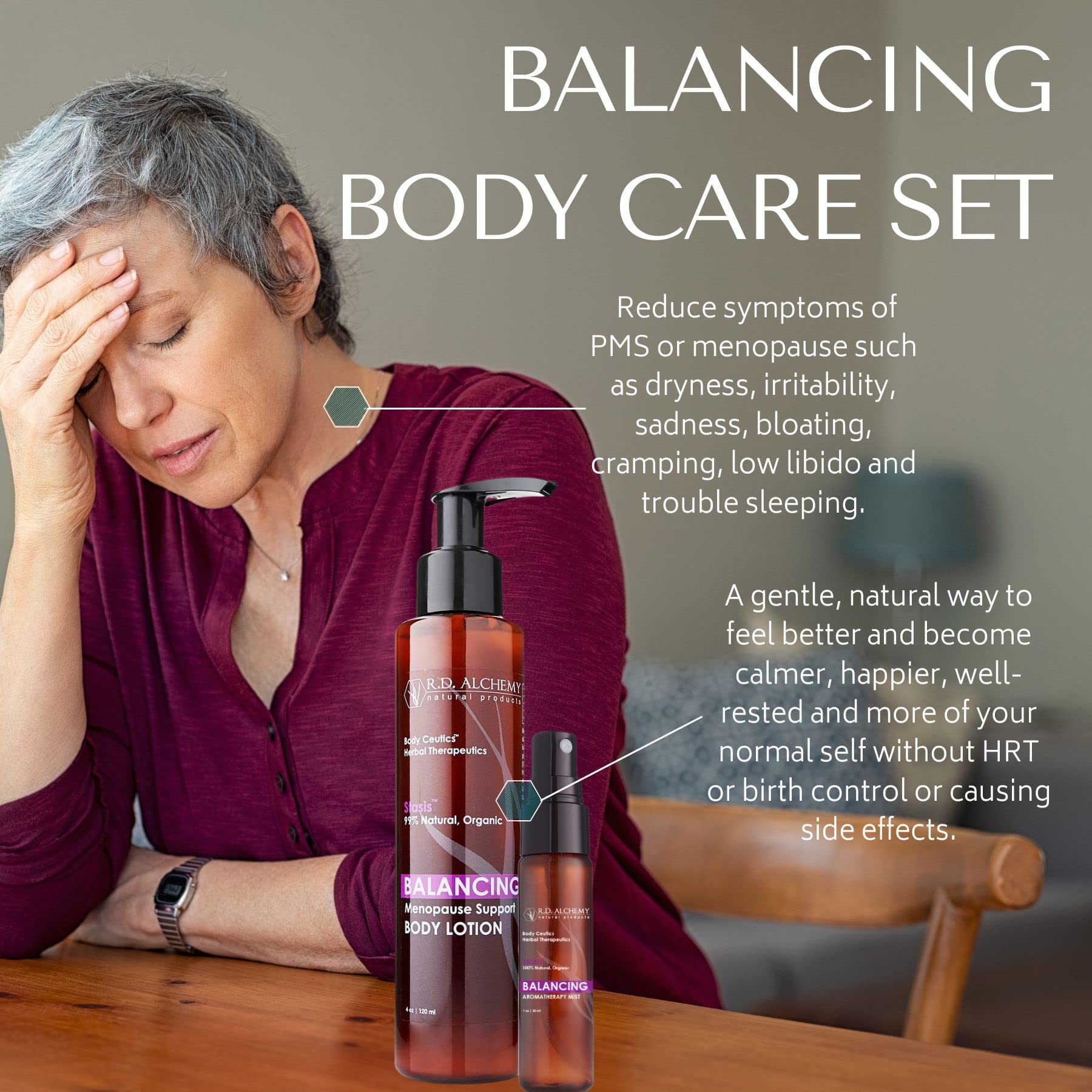 RD Alchemy Balancing Body Lotion being massaged into dry skin for hydration