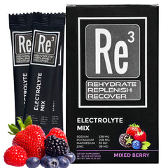 Re3 electrolyte packets mixed berry front view for on-the-go hydration