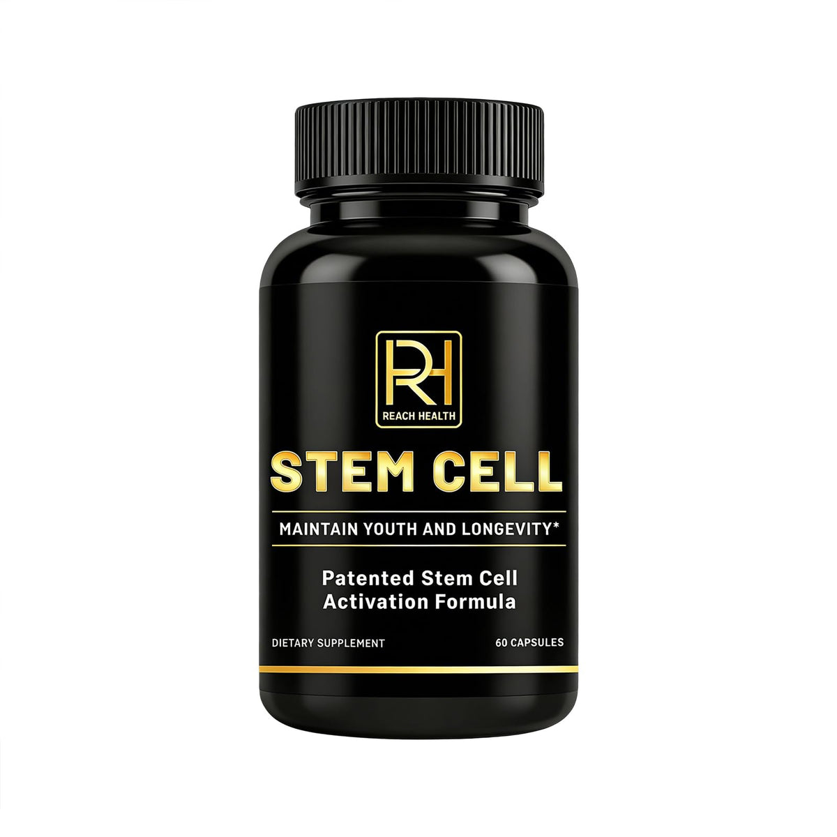 REACH HEALTH stem cell activation bottle showcasing the patented formula for daily vitality.