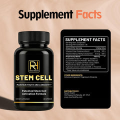 Close-up of REACH HEALTH stem cell activation capsules suitable for daily dosing.