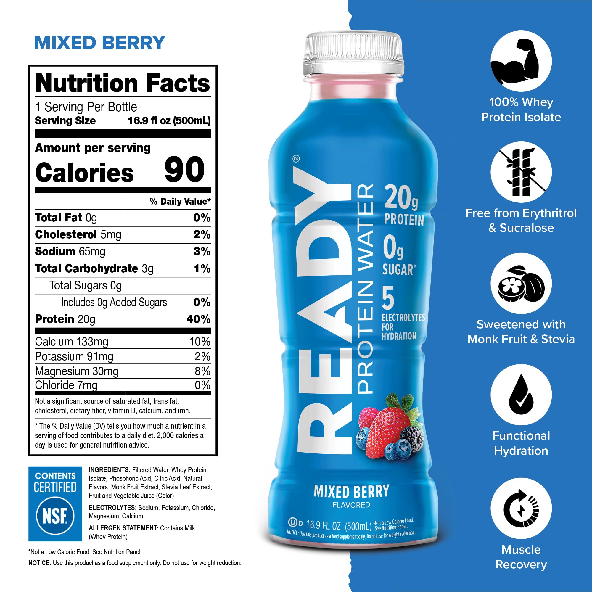 Pouring Ready Clear Protein Water shows fast absorption and refreshing taste.