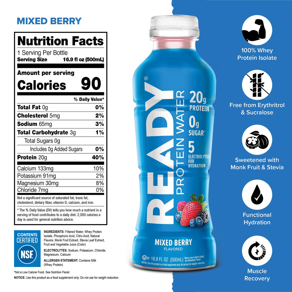 Pouring Ready Clear Protein Water shows fast absorption and refreshing taste.