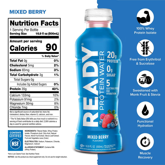 Pouring Ready Clear Protein Water shows fast absorption and refreshing taste.
