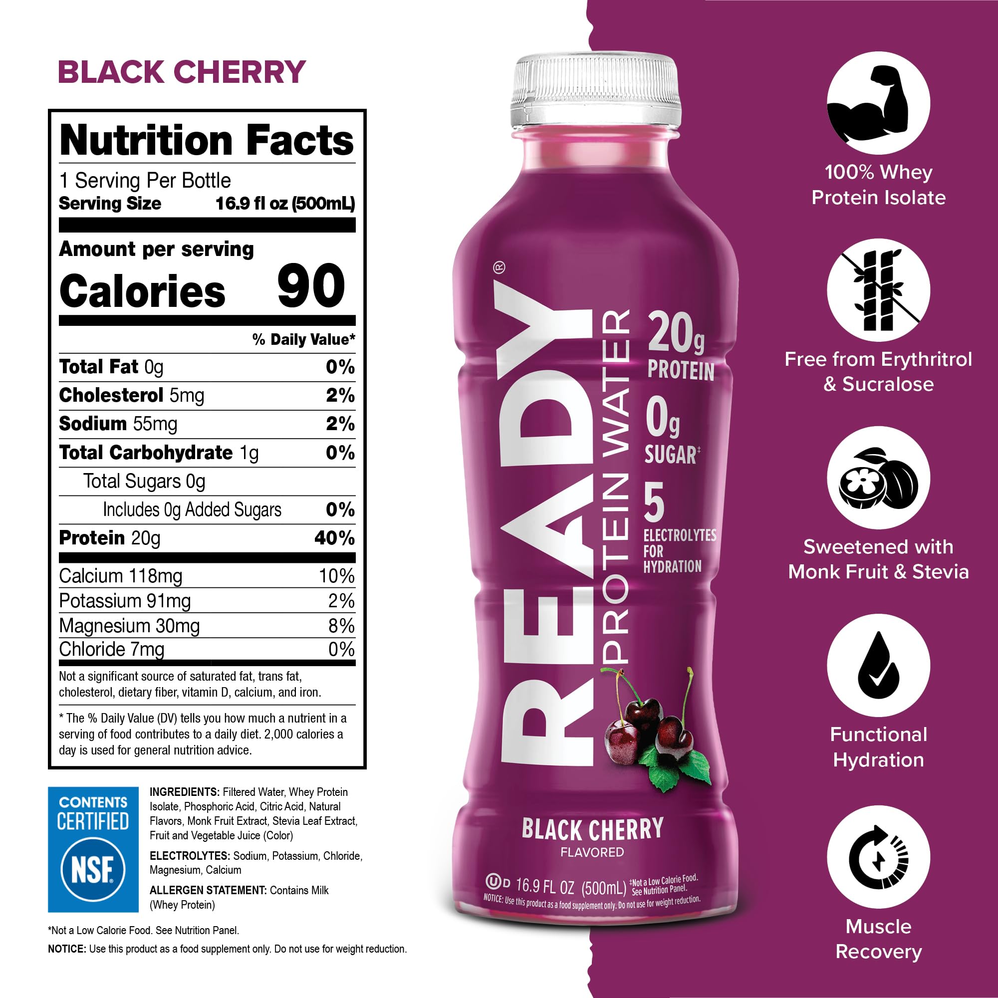 Ready Clear Protein Water crisp pour illustrating light hydration on the go.