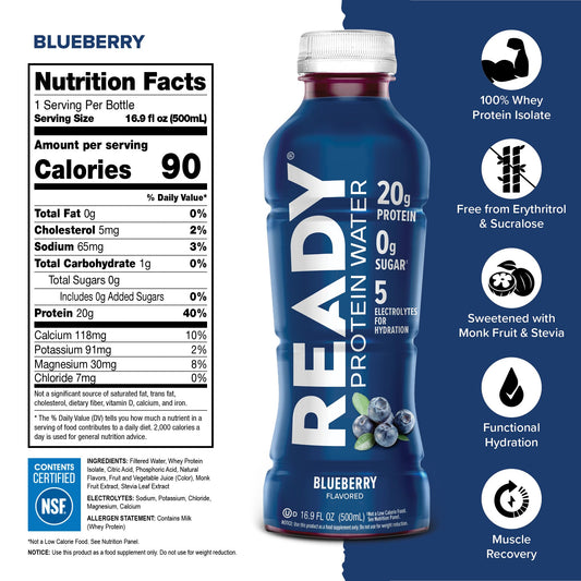 Ready Clear Protein Water glass pour showing refreshing hydration