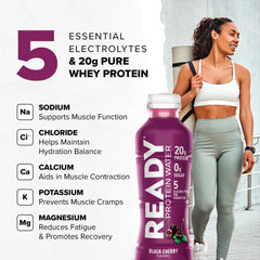 Ready Clear Protein Water bottle ready for on-the-go hydration during a workout.