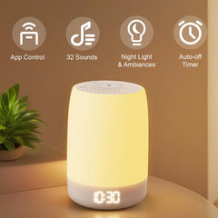 Close-up of sound options with 32 soothing sounds option for better sleep