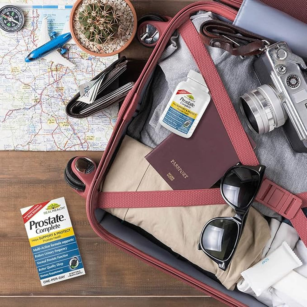 Real Health Prostate Complete box showcases the natural prostate health formula.