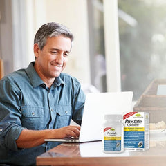 Real Health Prostate Complete label highlights natural ingredients like saw palmetto.