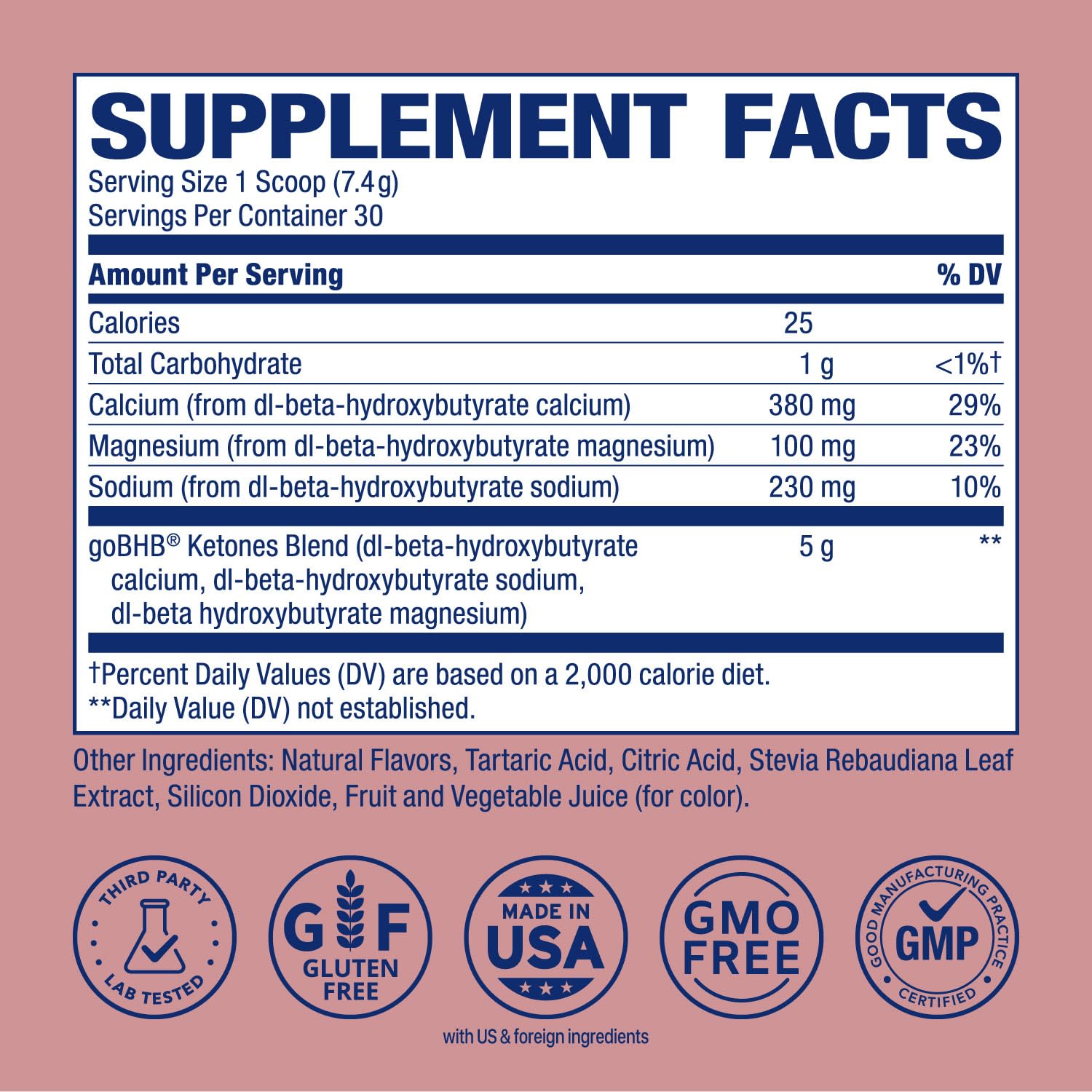 Real Ketones BHB energy powder tub with scoop for easy serving and ketosis support.
