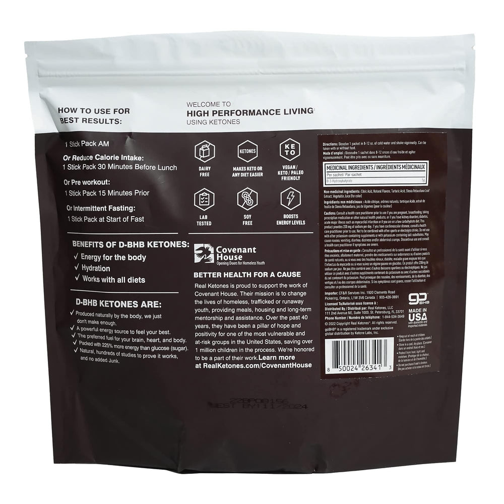 Real Ketones black cherry flavor sachet for keto-friendly taste